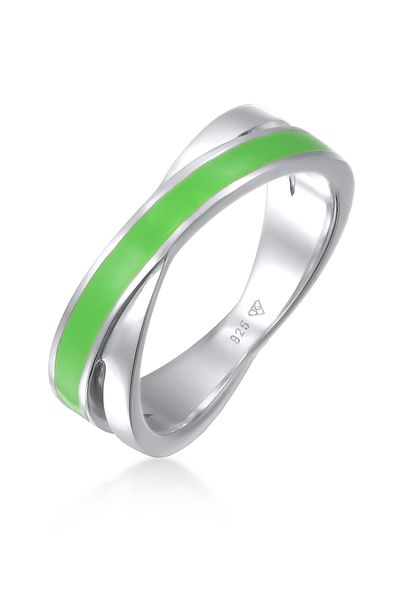 ELLI Ring Damen Wickel Modern mit Emaille Weiß aus 925 Sterling Silber