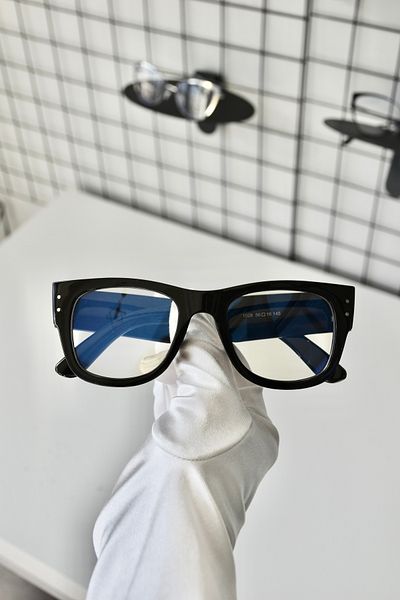 LOOKUP NEW Merlin Black Square Rectangle Bone Clear Women Men Unisex Blue Screen Goggle Eyewear