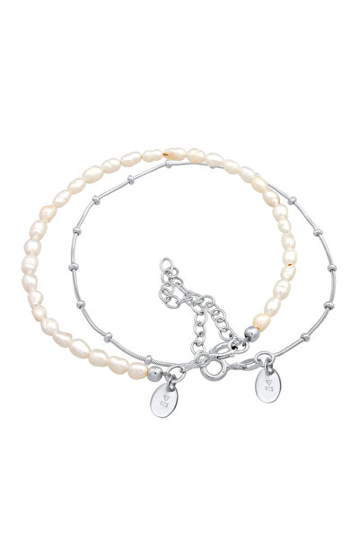 ELLI Brățară de damă cu bile, set de 2, cu perle de cultură de apă dulce din argint 925