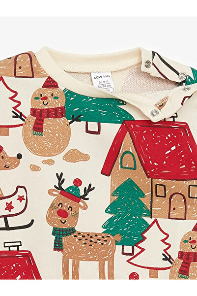 LC Waikiki Lcw Ecru Christmas Themed Baby Boy Tracksuit Set