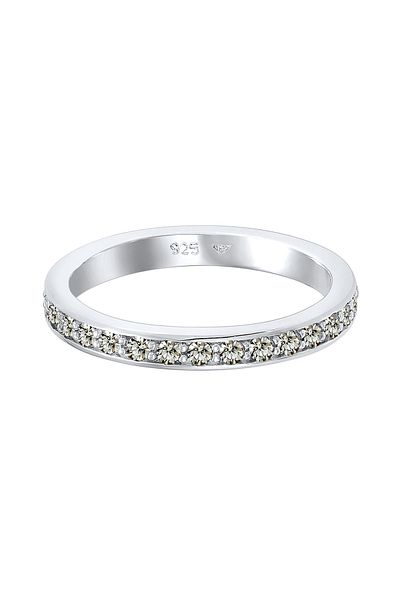 ELLI Ring Damen Band Memoire mit Kristallen aus 925 Sterling Silber