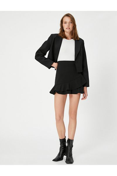 Koton Mini Skirt with Flounce Detail and Zipper Closure