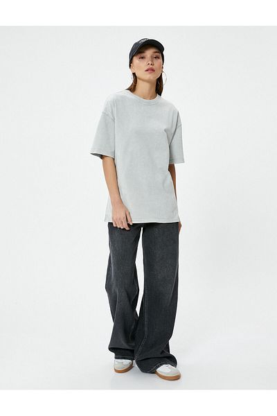 Koton Basic Oversize T-Shirt Short Sleeve Crew Neck Cotton
