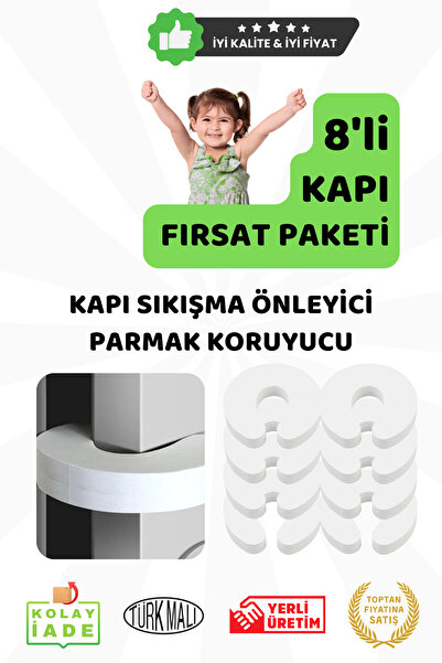 Güvenli Adımlar Bebek ve Çocuklar için 8'li Kapı Sıkışma Önleyici, Parmak Kor...