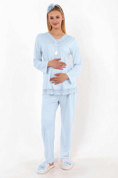 ByLohusa Set de pijamale de maternitate Effortt Blue
