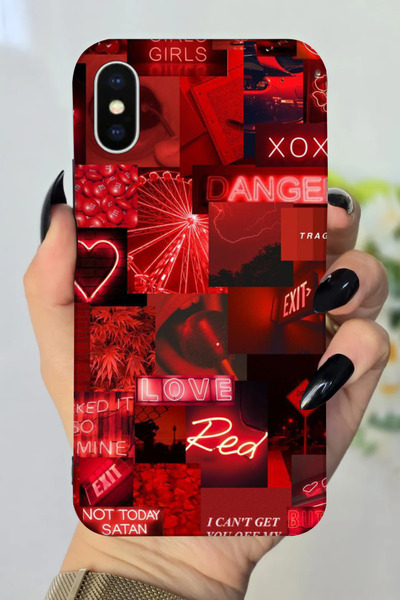 Snacase حافظة سيليكون بنمط Vibes باللون الأحمر متوافقة مع هاتف Apple iPhone X...