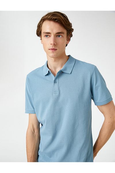 Koton Basic T-Shirt Polo Neck Buttoned Slim Fit