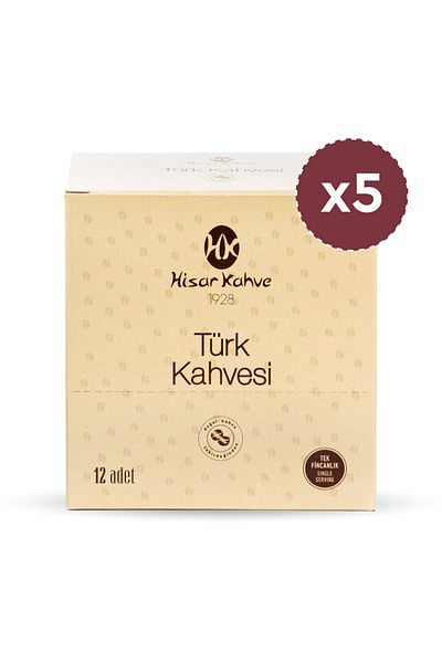 Hisar Kahve Hisar Single Cup Turkish Coffee 12 Pcs (X5)