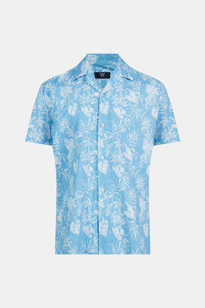W Collection Blue White Casual Short Sleeve Shirt