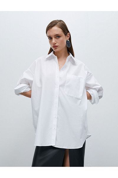 Koton Oversize-Hemd aus Baumwolle mit Taschendetail