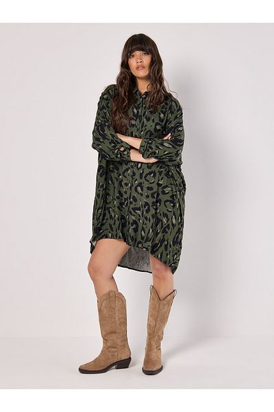 Apricot Hemdkleid mit Gepardenmuster