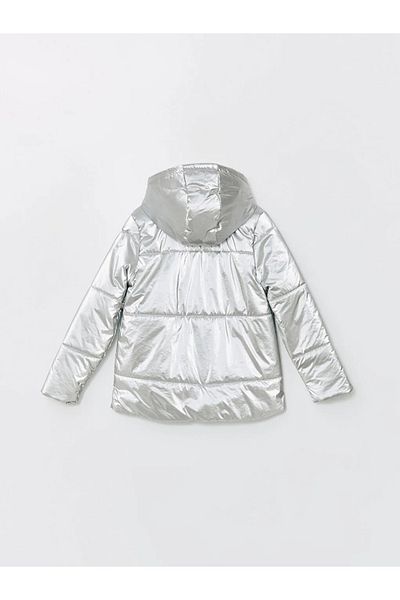 LC Waikiki Lcw Kids Gray Hooded Inflatable Coat for Girls