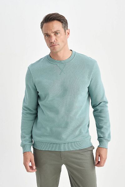 DeFacto Φούτερ με κανονική εφαρμογή Crew Neck Thick Basic Απλό T3777az24au