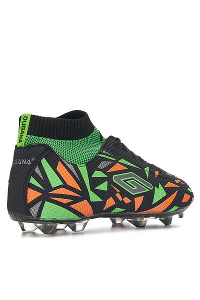 Dugana 2303 Black-Phosphorescent Green Men's Socks Transparent Toothed Cleats Football Shoes