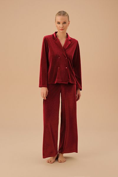 SUWEN Set de pijamale masculine din catifea