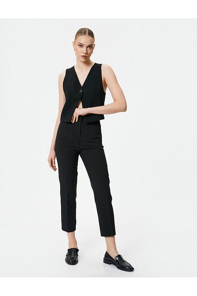 Koton Fabric Pants High Waist Slim Fit Fleto Pocket