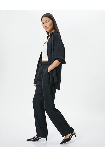 Koton Carrot Trousers Textured Normal Waist Normal Leg