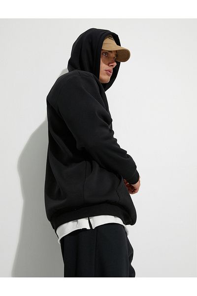 Koton Hooded Sweat Kangaroo Pocket Detailed Long Sleeve Ribbon