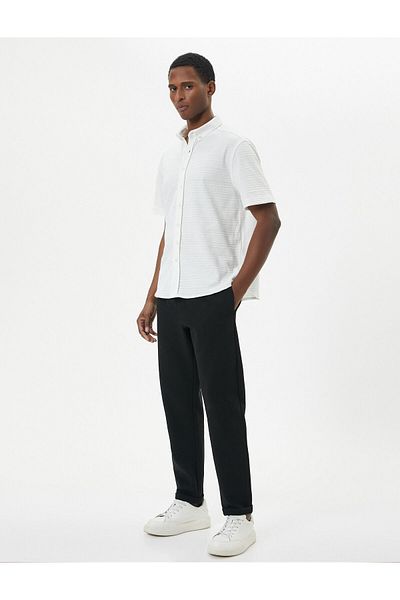 Koton Summer Shirt Short Sleeve Classic Collar Textured Buttoned