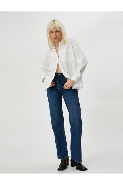 Koton Long Sleeve Shirt Pocket Detailed Buttoned Cotton