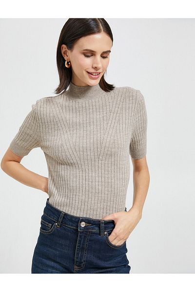 Koton Knitwear Short Sleeve Half Turtleneck Sweater