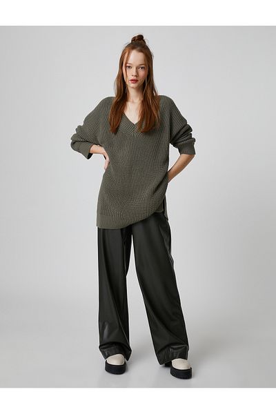 Koton Oversize Knitwear Sweater V-Neck Long Sleeve