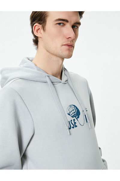 Koton Slogan Printed Hoodie - Kangaroo Pocket