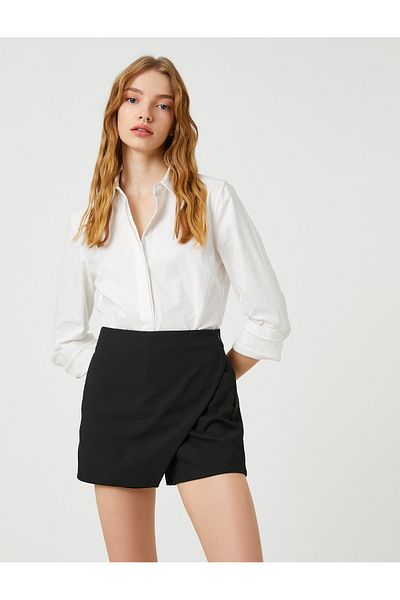 Koton Basic Poplin Shirt Hidden Button Long Sleeve