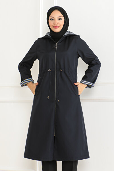 MARFİM KADIN KAPİŞONLU FERMUARLI TRENÇKOT
