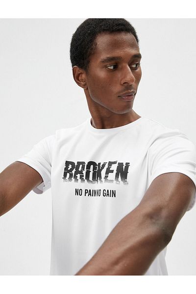 Koton Αθλητικό μπλουζάκι με κοντό μανίκι Crew Neck - Slogan Printed