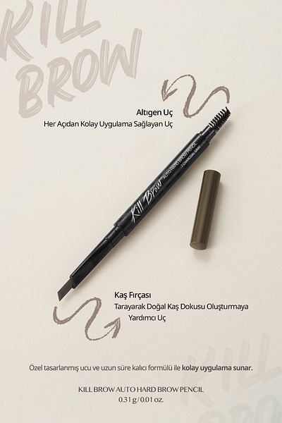 CLIO قلم حواجب ذو طرف سداسي رفيع CLIO Kill Brow Auto Hard Brow Pencil (05 رمادي بني)