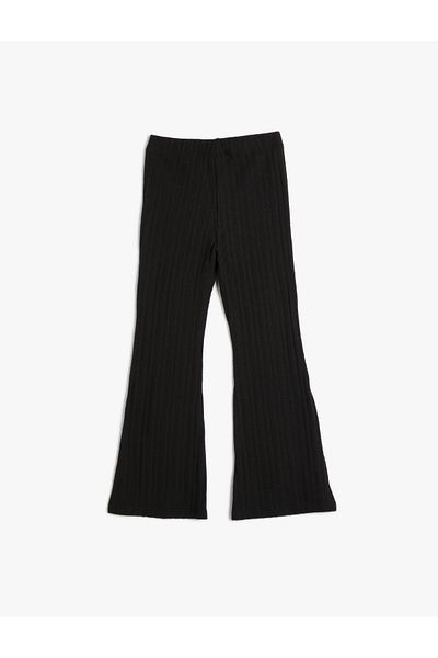 Koton Flared Leg Trousers with Ribbed Elastic Waist