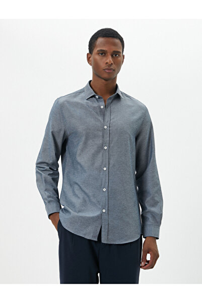 Koton Πουκάμισο με μισό ιταλικό γιακά με λεπτή εφαρμογή και μακρυμάνικο