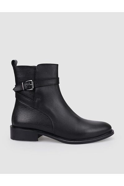 Cabani 100% Genuine Leather Black Zippered Women's Casual Boots