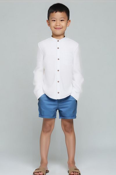 minojoy Boy's Shirt - Roman Ecru, Cotton