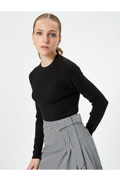 Koton Knitwear Sweater Crew Neck Long Sleeve Corded Cashmere Textured