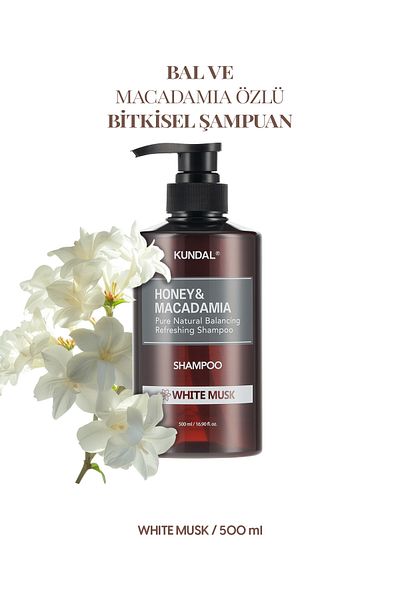 Kundal Kundal Honey & Macadamia Nature Shampoo - 500ml Nourishing & Care Shampoo, White Musk
