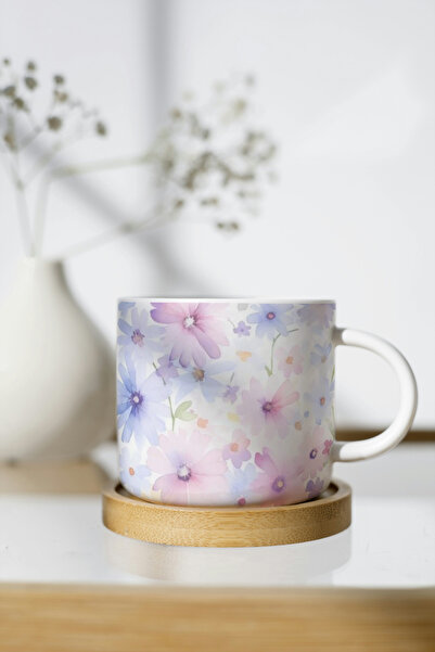 EYBaskı Tasarım White Porcelain Patterned Nescafe Cup