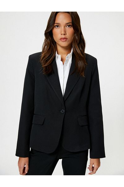 Koton Blazer Jacket Single Button Flap Pocket Regular Fit