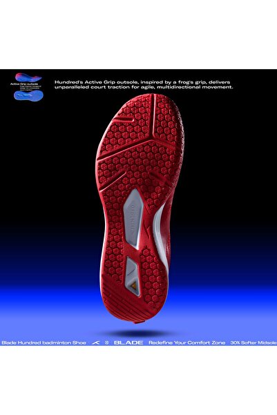 Hundred Badminton Shoes-BLADE | Red/Black | Non Marking | Lightweight (UK 8, 42 EU)