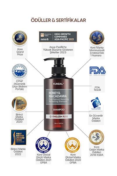 Kundal Kırılma Karşıtı Besleyici Bakım Şampuanı KUNDAL Honey & Macadamia Nature Shampoo 500ml English Rose