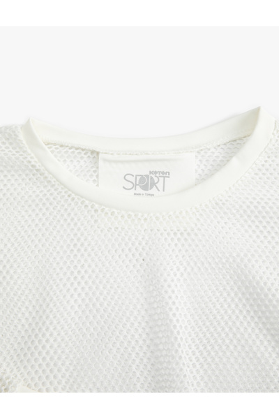 Koton Crop File Tişört Spor Uzun Kollu Bisiklet Yaka