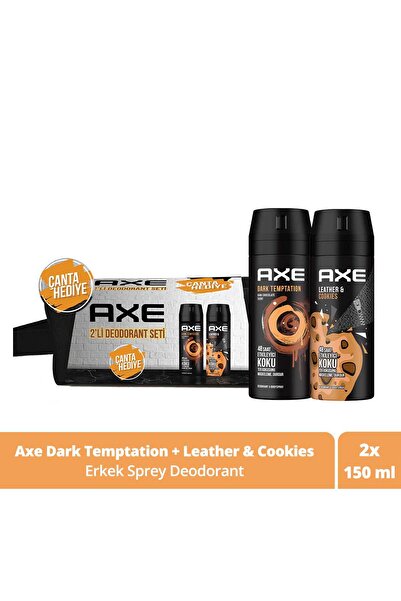 Axe Erkek Sprey Deodorant Seti Dark Temptation Leather & Cookies 150 ml X2