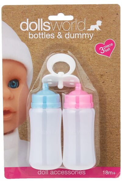 Dollsworld مجموعة زجاجات ودمية من Dolls World | زجاجتان مع غطاء ودمية | إكسسو...