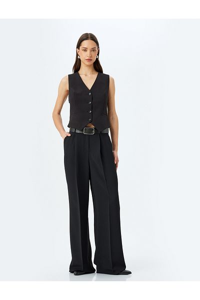 Koton V-Neck Buttoned Blazer Vest