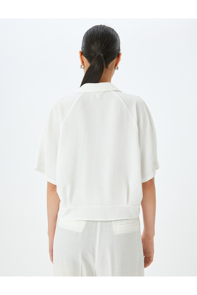 Koton Classic Lapel Front Tie Detail Short Sleeve Shirt