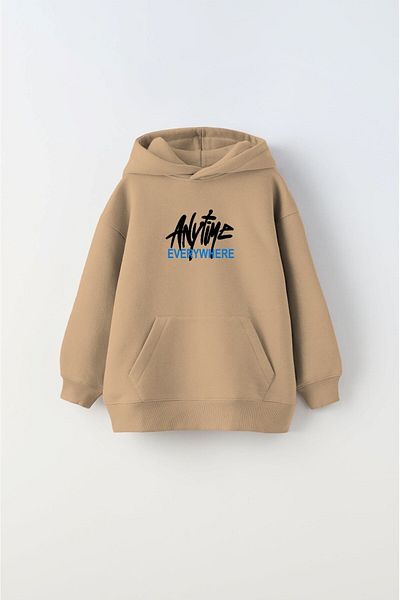 The Champ Clothing Μπεζ Unisex Παιδική κουκούλα - Φούτερ με κουκούλα, Fleece Text Printed