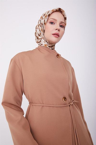Armine Asymmetrical Front Trousers Suit, 23K6734 Almond Model
