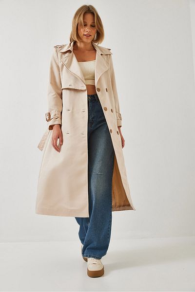 Bianco Lucci Damen Garni Windjacke Detail Clamshell Trenchcoat 2488 60261003