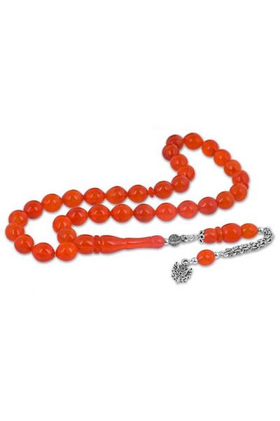 BESKAR Silver Tasseled Powder Amber Prayer Beads